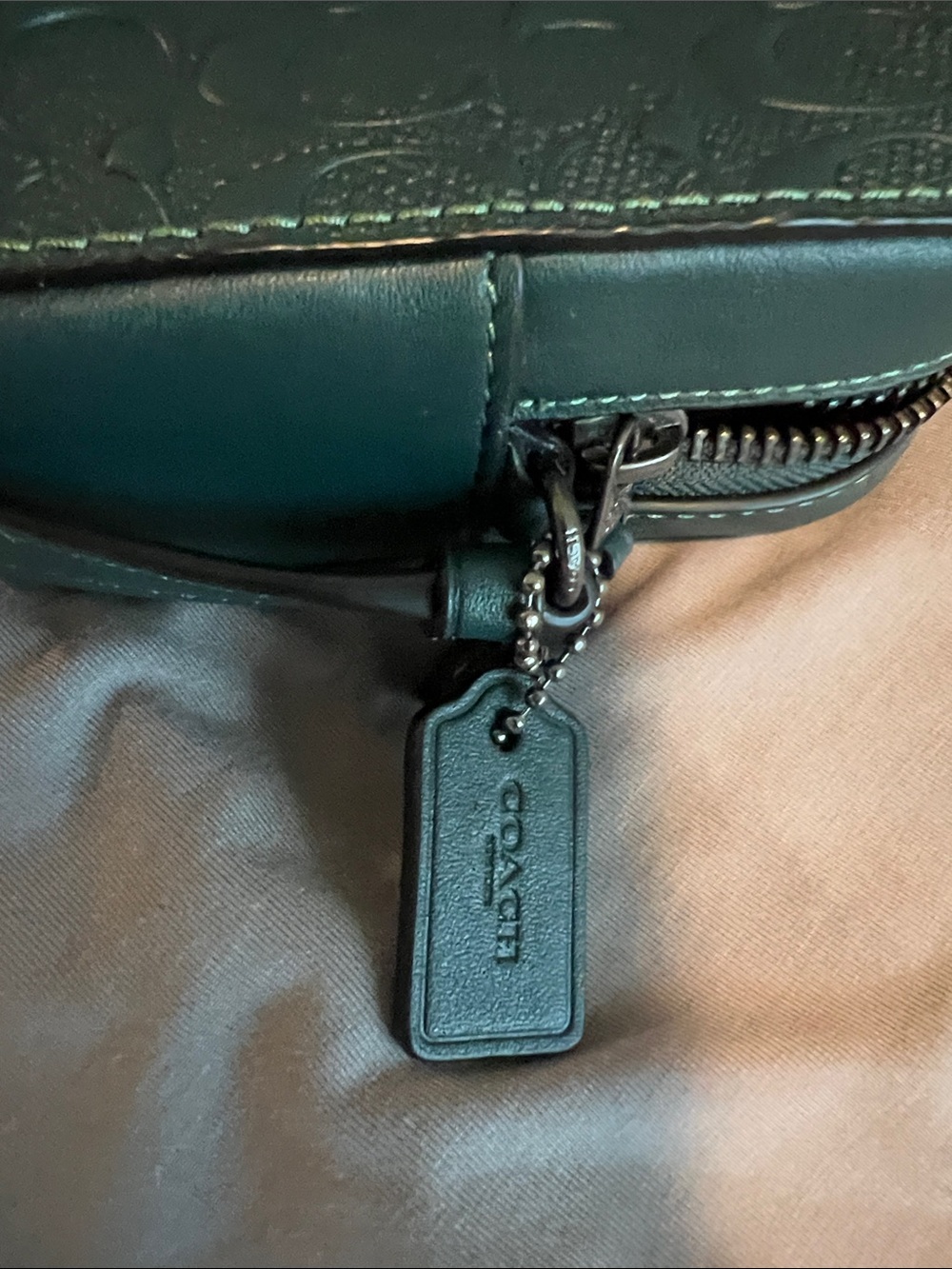 Coach Embossed Signature Crossbody in Green - Picture 2 of 4